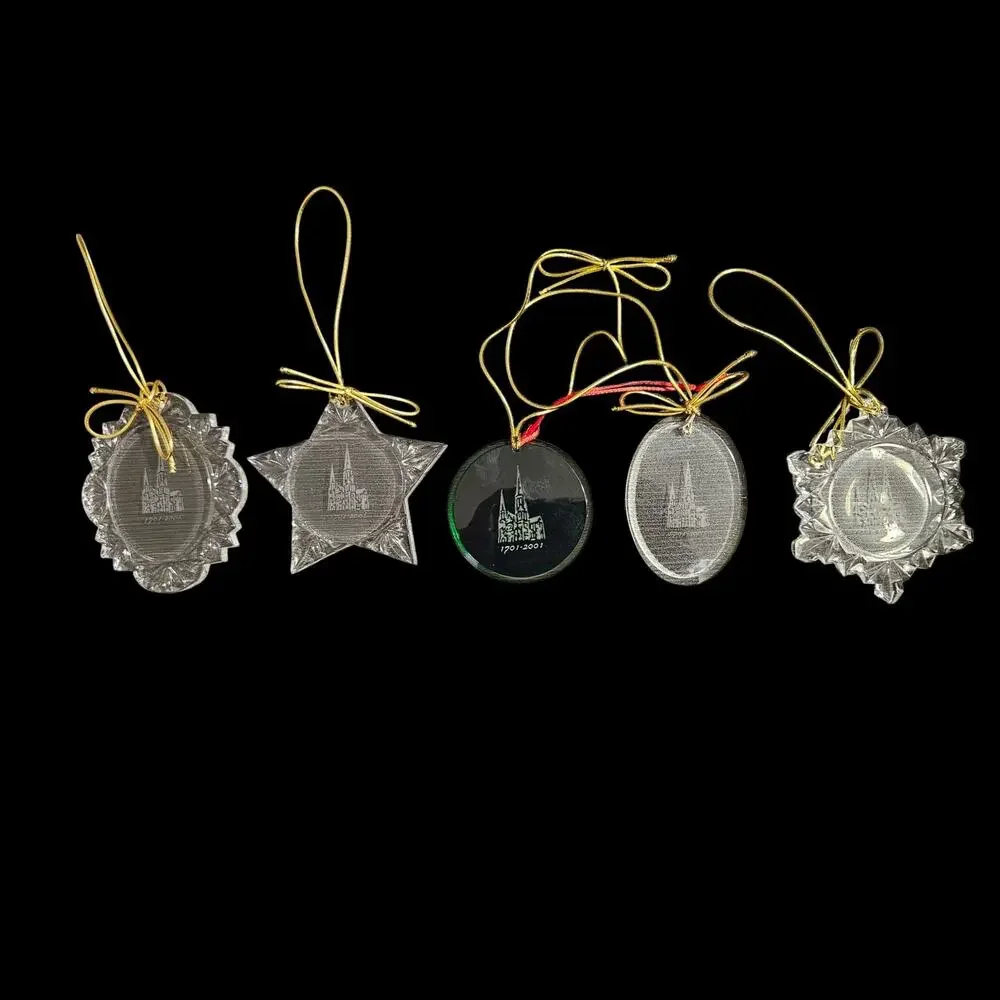 Vintage Millennium Cathedral Acrylic Christmas Ornament Lot of 5 1701-2001